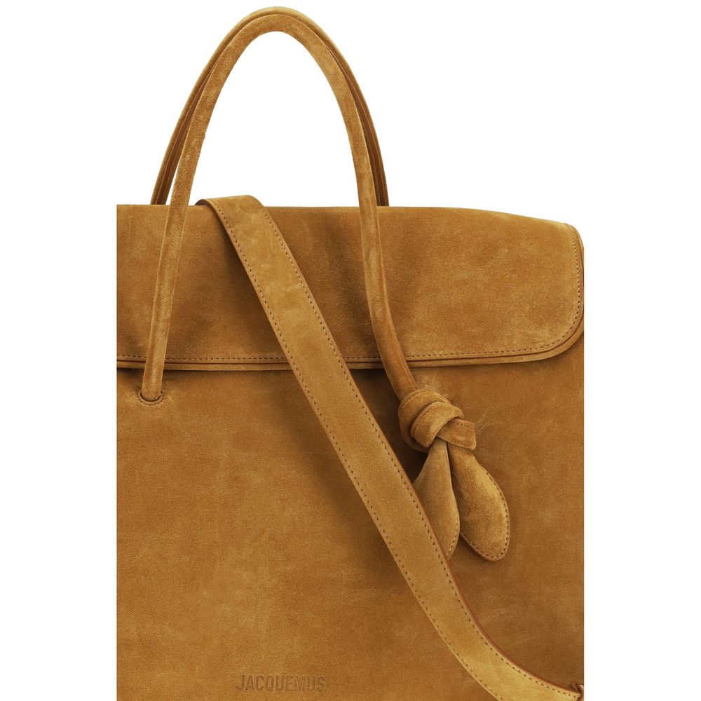 Sac à main Cabas Bos Taurus en cuir de veau beige Jacquemus