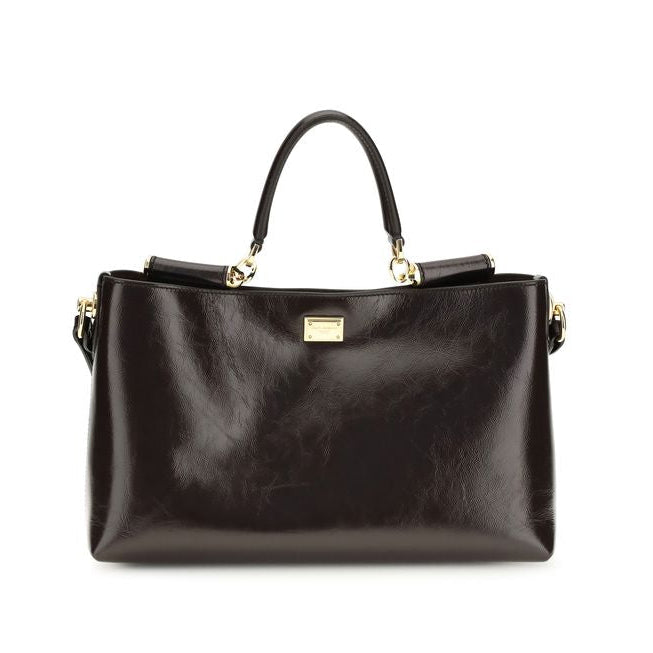 Sac à main Bos Taurus en cuir de veau marron Dolce&Gabbana