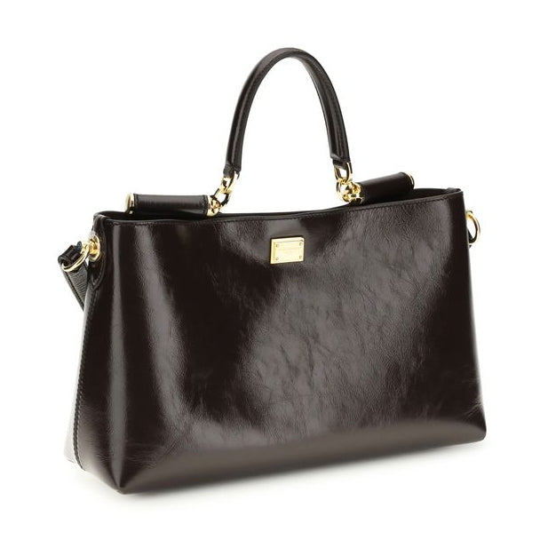 Sac à main Bos Taurus en cuir de veau marron Dolce&Gabbana