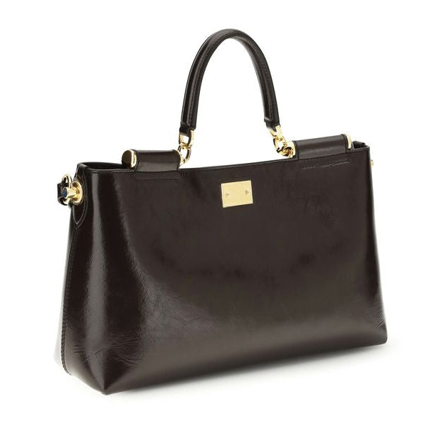 Sac à main Bos Taurus en cuir de veau marron Dolce&Gabbana
