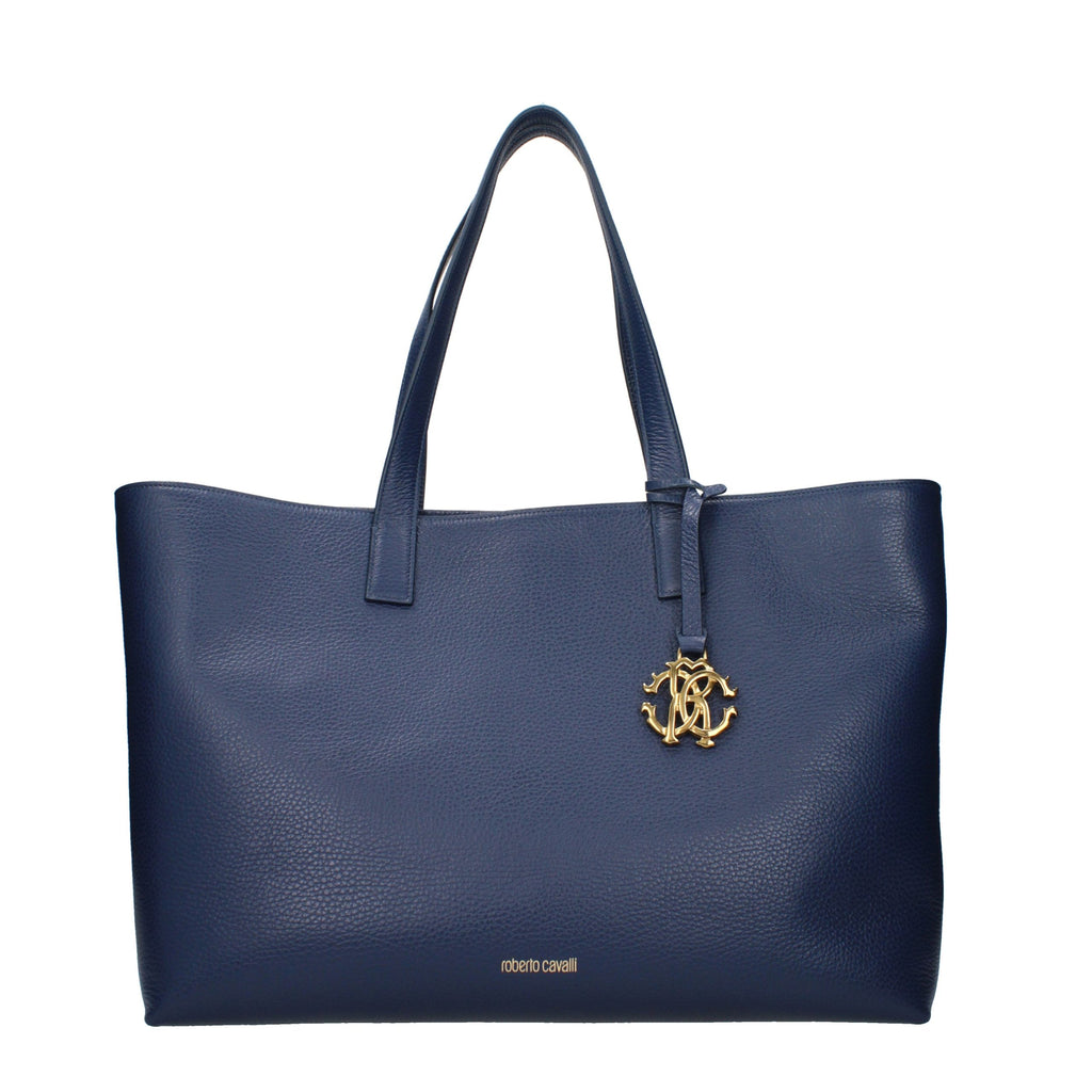 Bolso de mano de cuero azul Roberto Cavalli