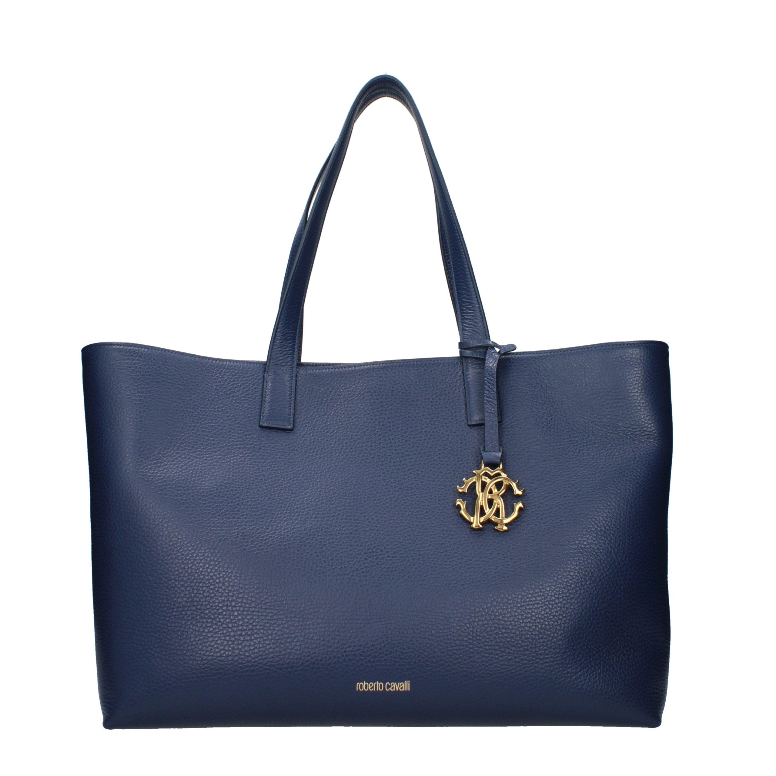 Bolso de mano de cuero azul Roberto Cavalli