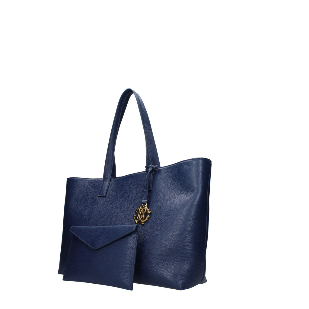 Bolso de mano de cuero azul Roberto Cavalli