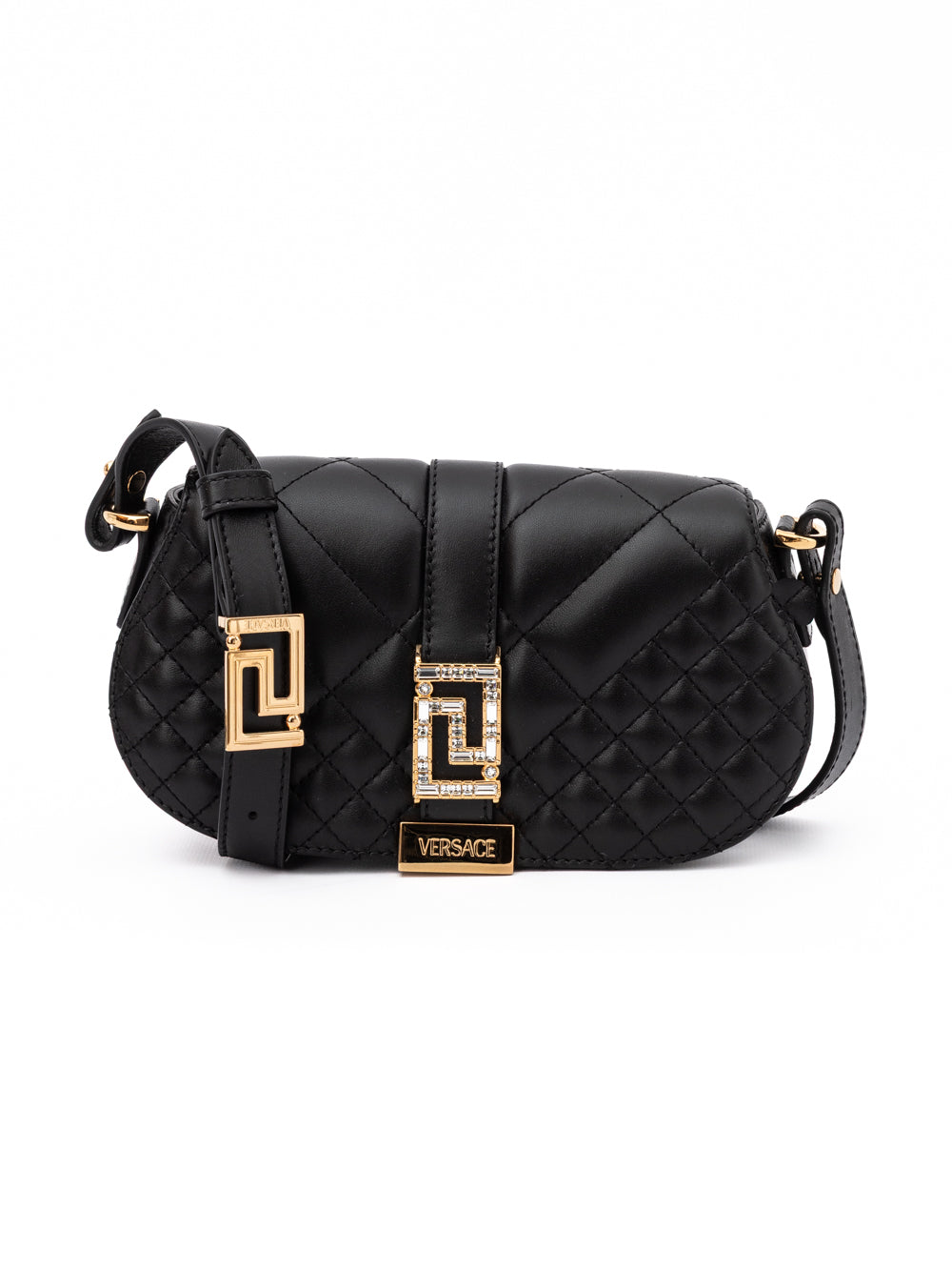 Bandolera guateada de piel negra Versace