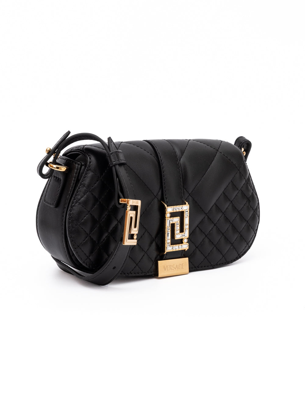 Bandolera guateada de piel negra Versace