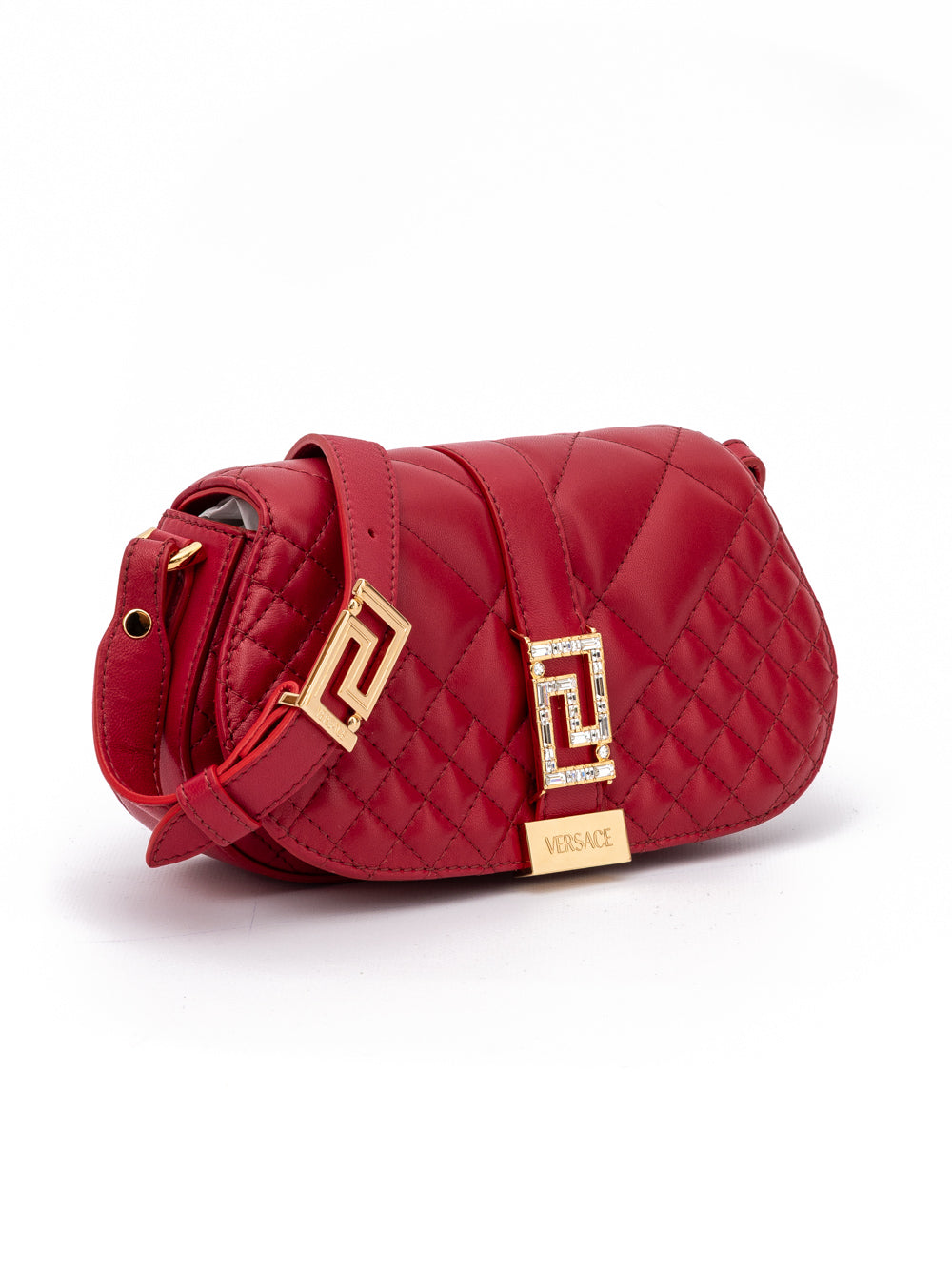 Versace Quilted Red Leather Shoulder Bag