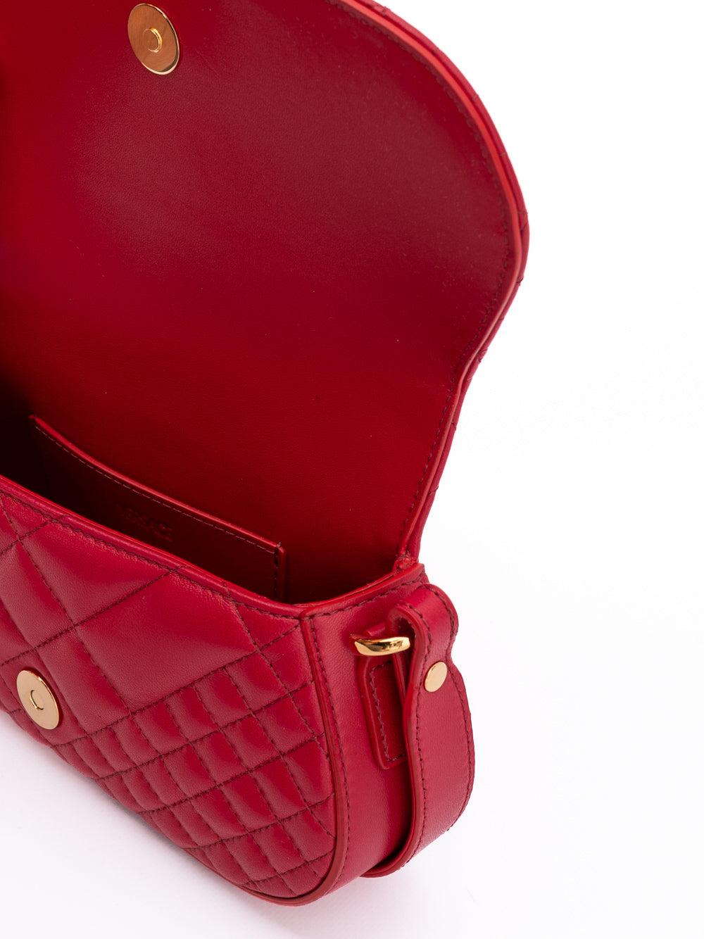 Versace Quilted Red Leather Shoulder Bag