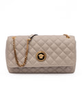 Sac à bandoulière en cuir matelassé taupe Versace