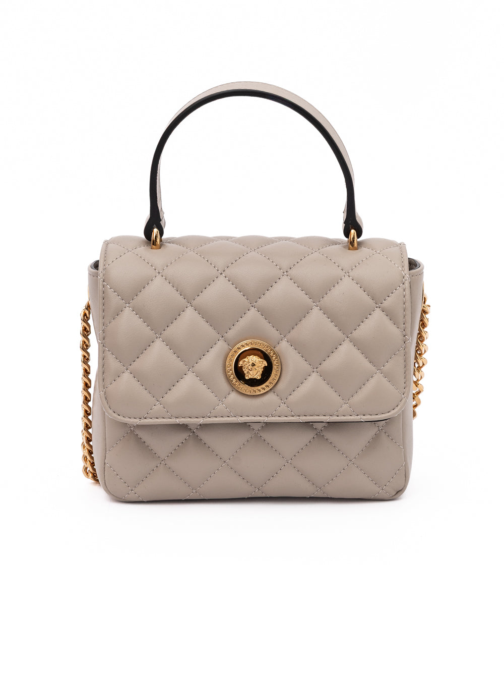 Sac bandoulière en cuir matelassé taupe Versace