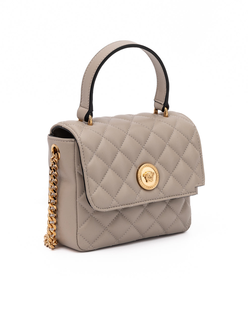 Sac bandoulière en cuir matelassé taupe Versace