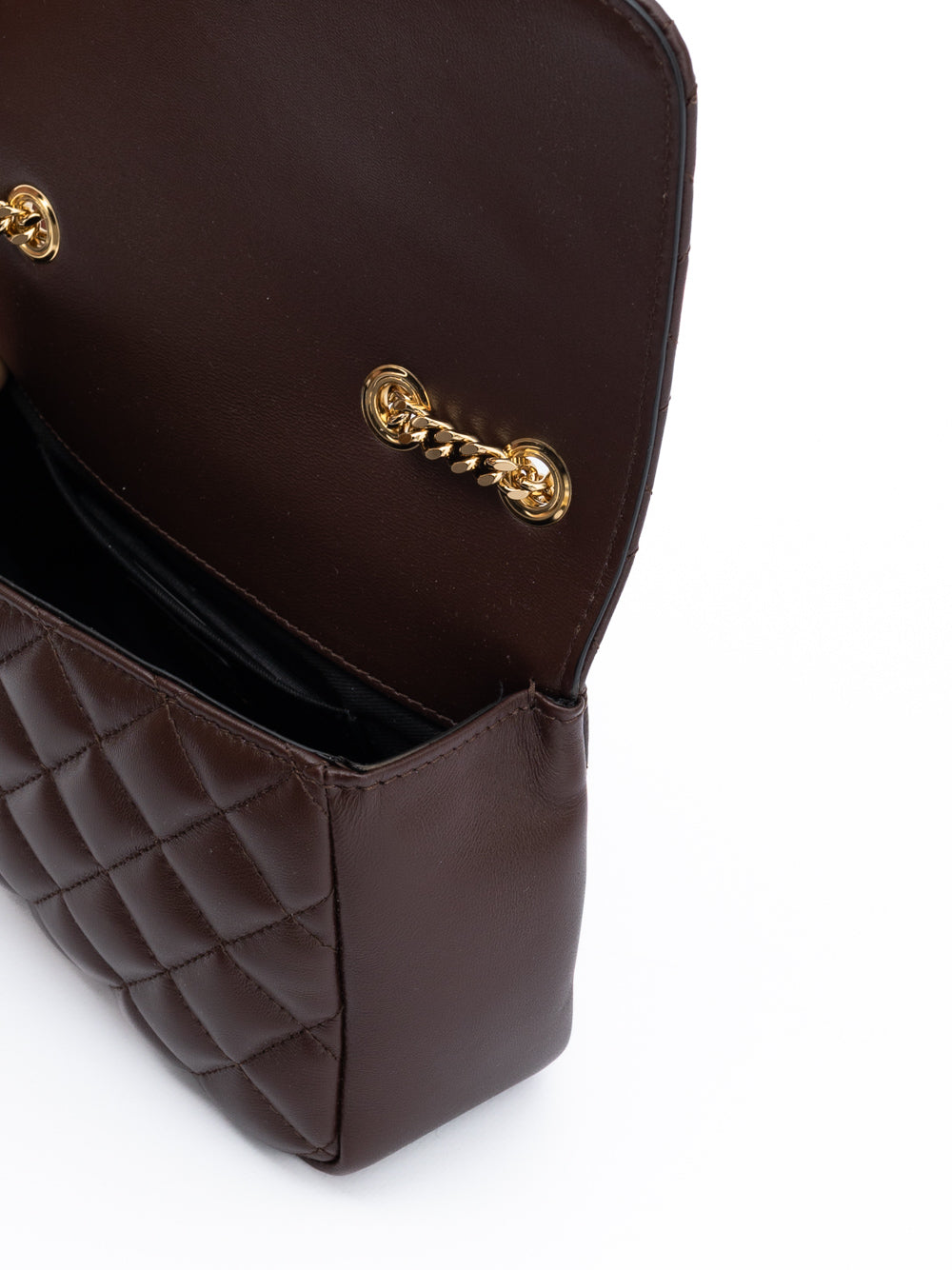 Sac bandoulière en cuir matelassé marron Versace