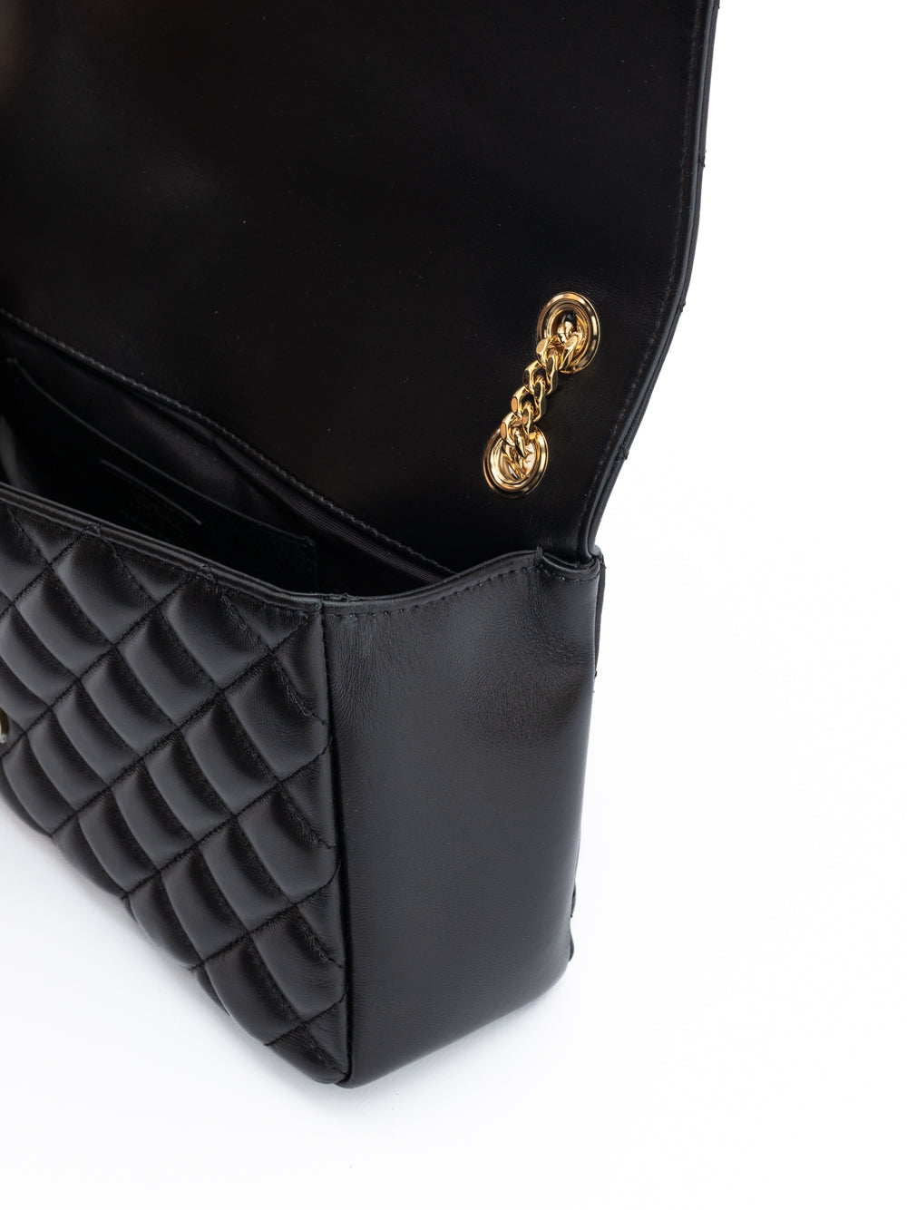 Bolso bandolera de cuero acolchado negro Versace