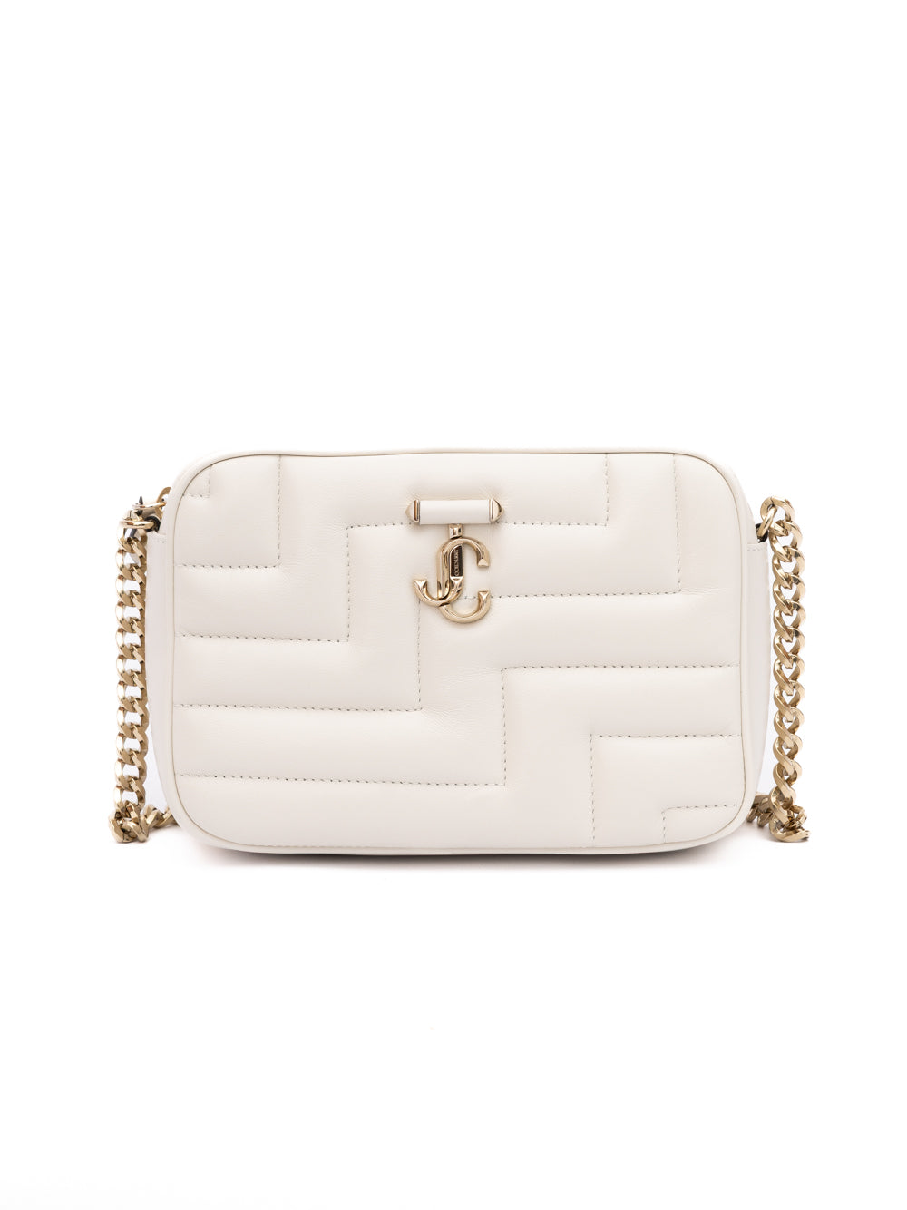 Bolso bandolera para cámara Avenue de piel blanca Jimmy Choo