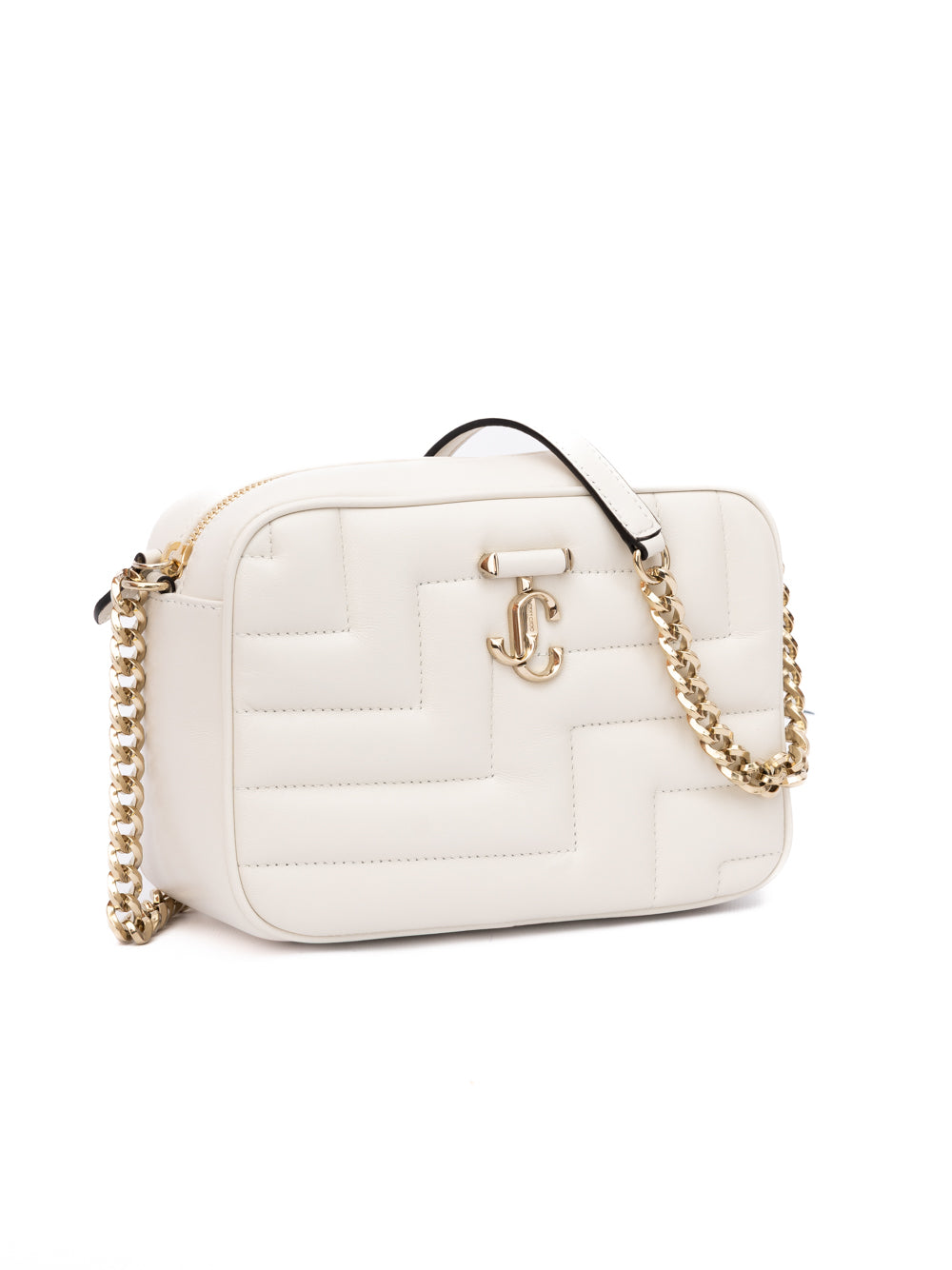 Bolso bandolera para cámara Avenue de piel blanca Jimmy Choo
