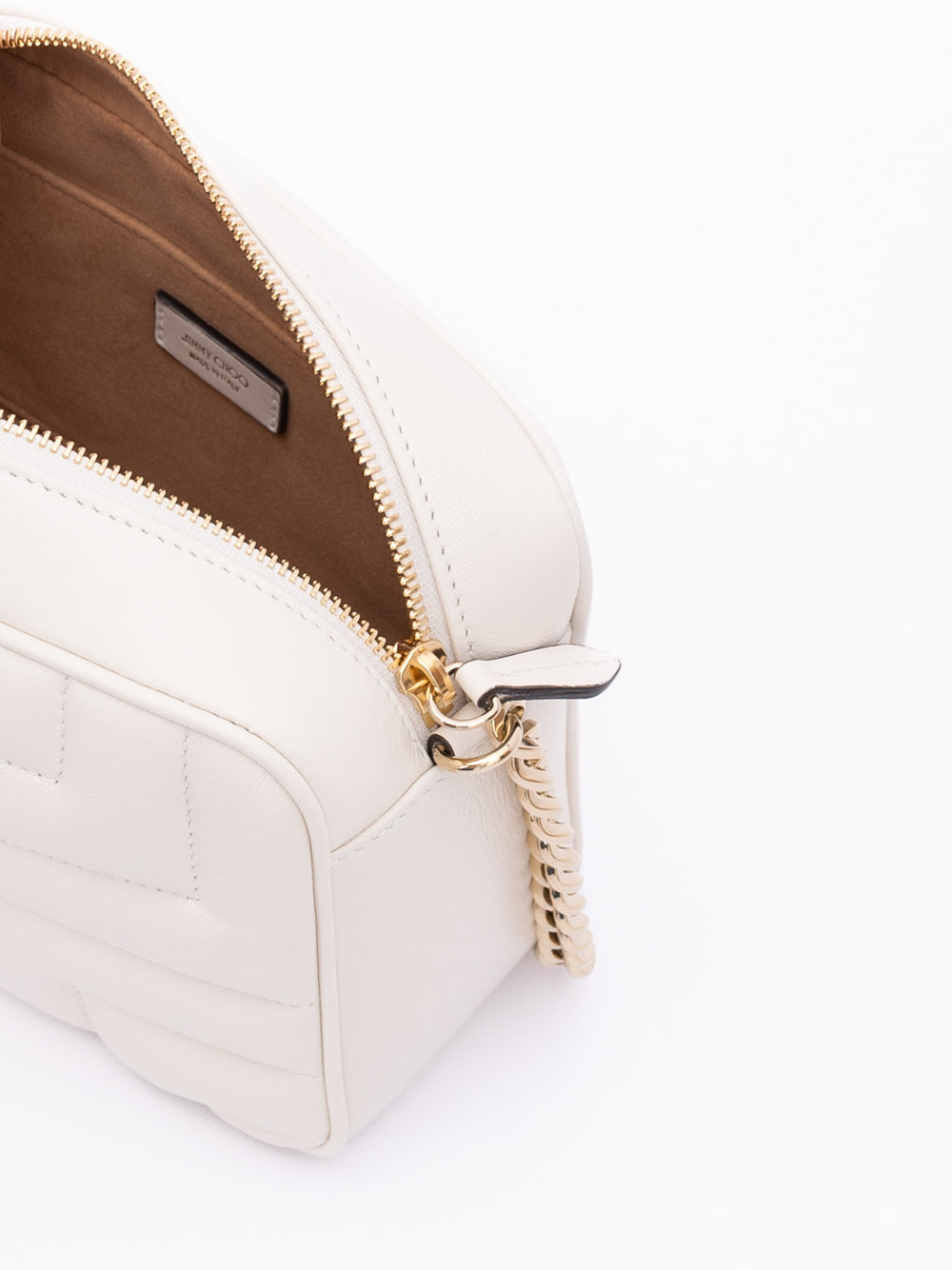 Bolso bandolera para cámara Avenue de piel blanca Jimmy Choo