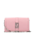 Bolso de hombro de cuero rosa Versace