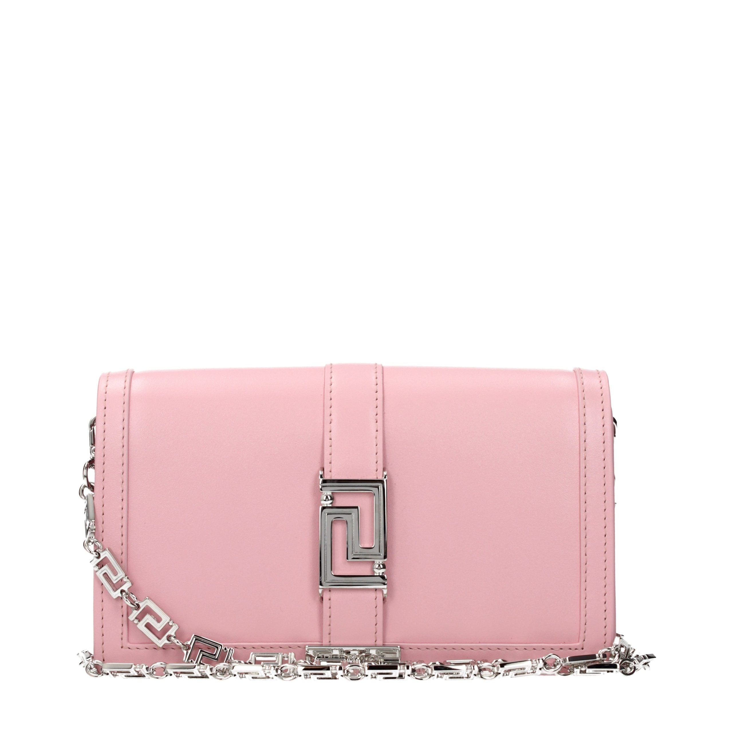 Bolso de hombro de cuero rosa Versace