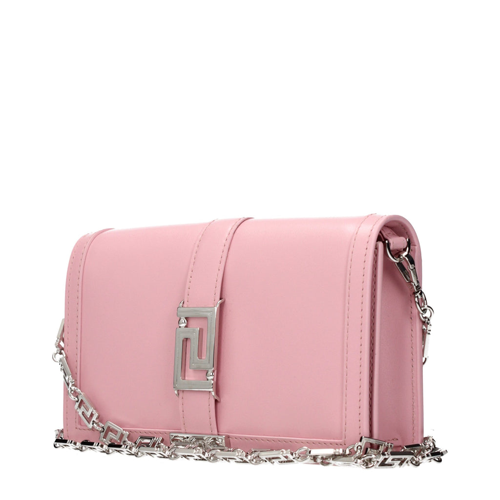 Bolso de hombro de cuero rosa Versace
