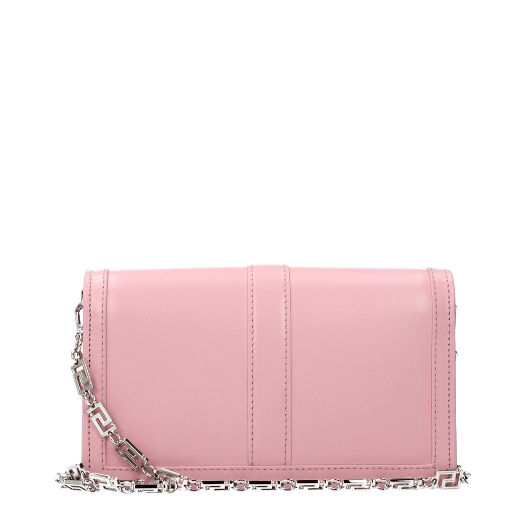 Bolso de hombro de cuero rosa Versace