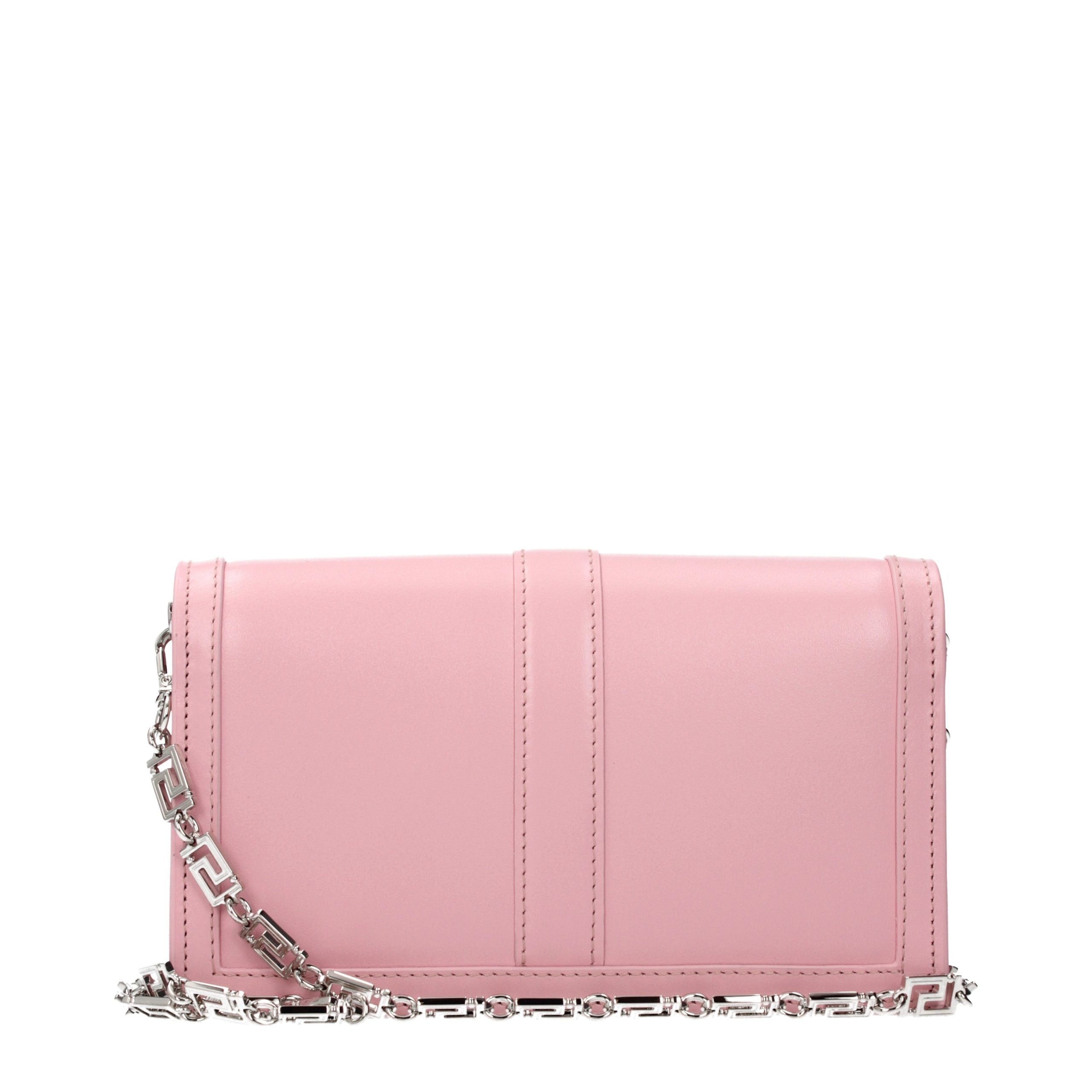 Bolso de hombro de cuero rosa Versace