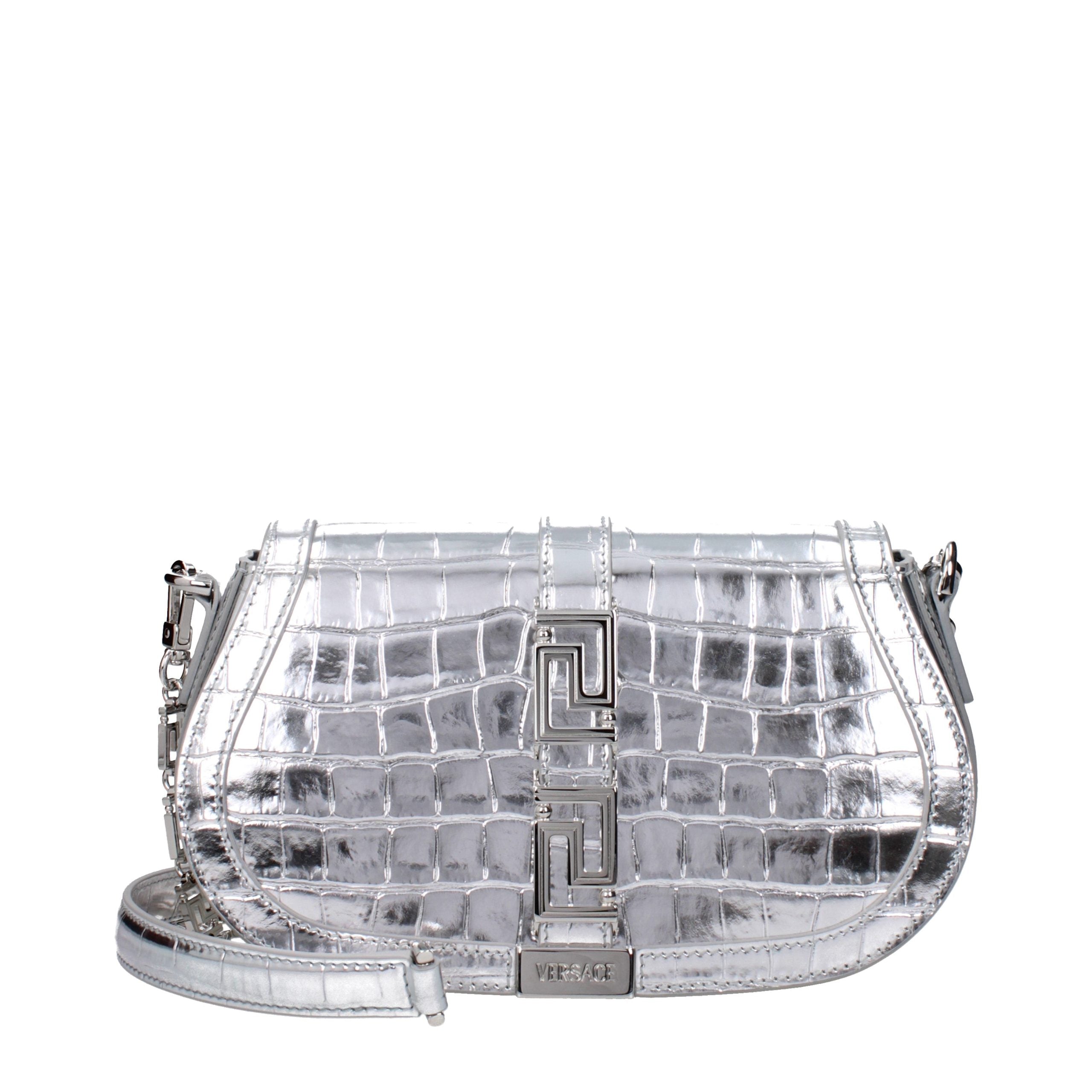 Sac bandoulière en cuir gris Versace