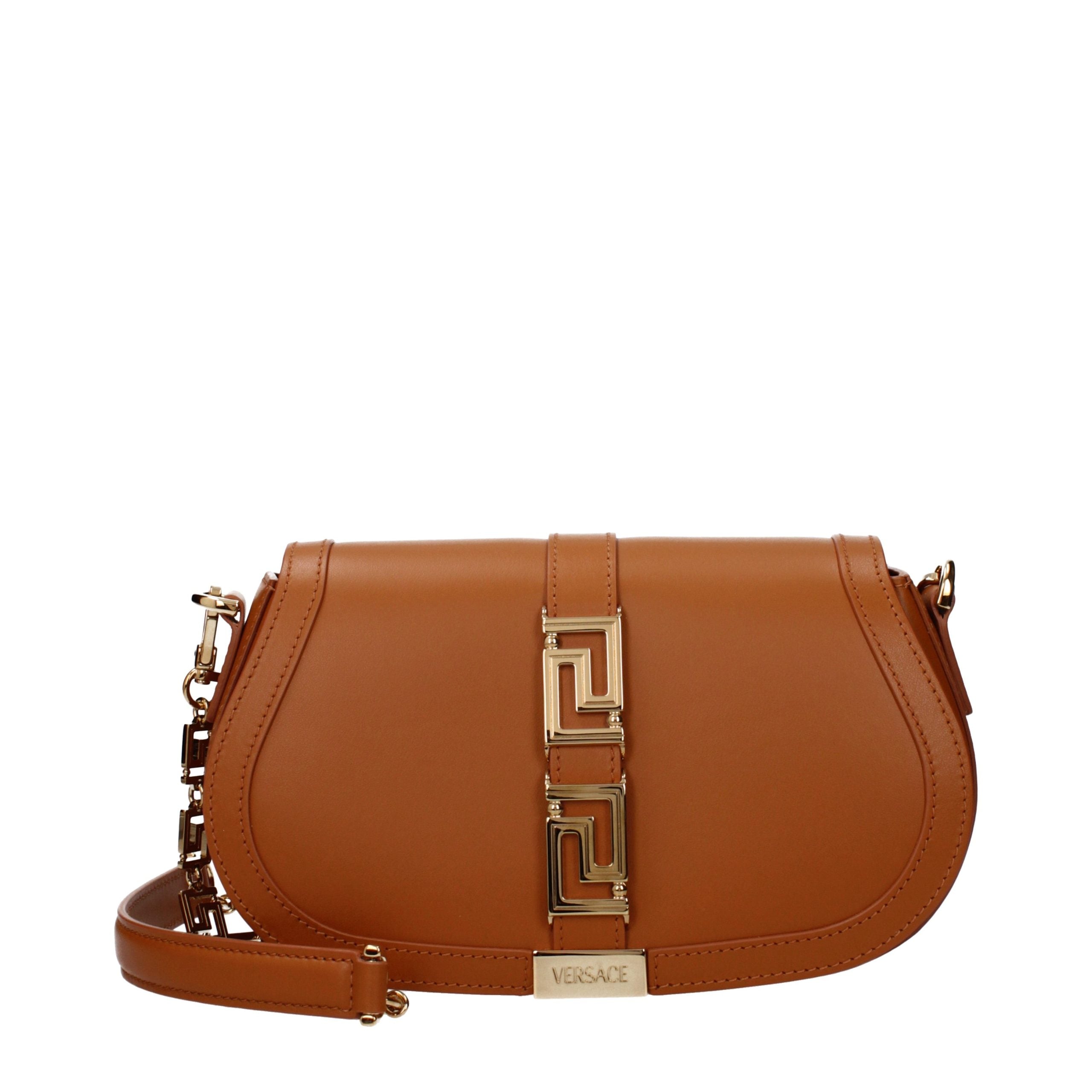 Sac bandoulière en cuir marron Versace
