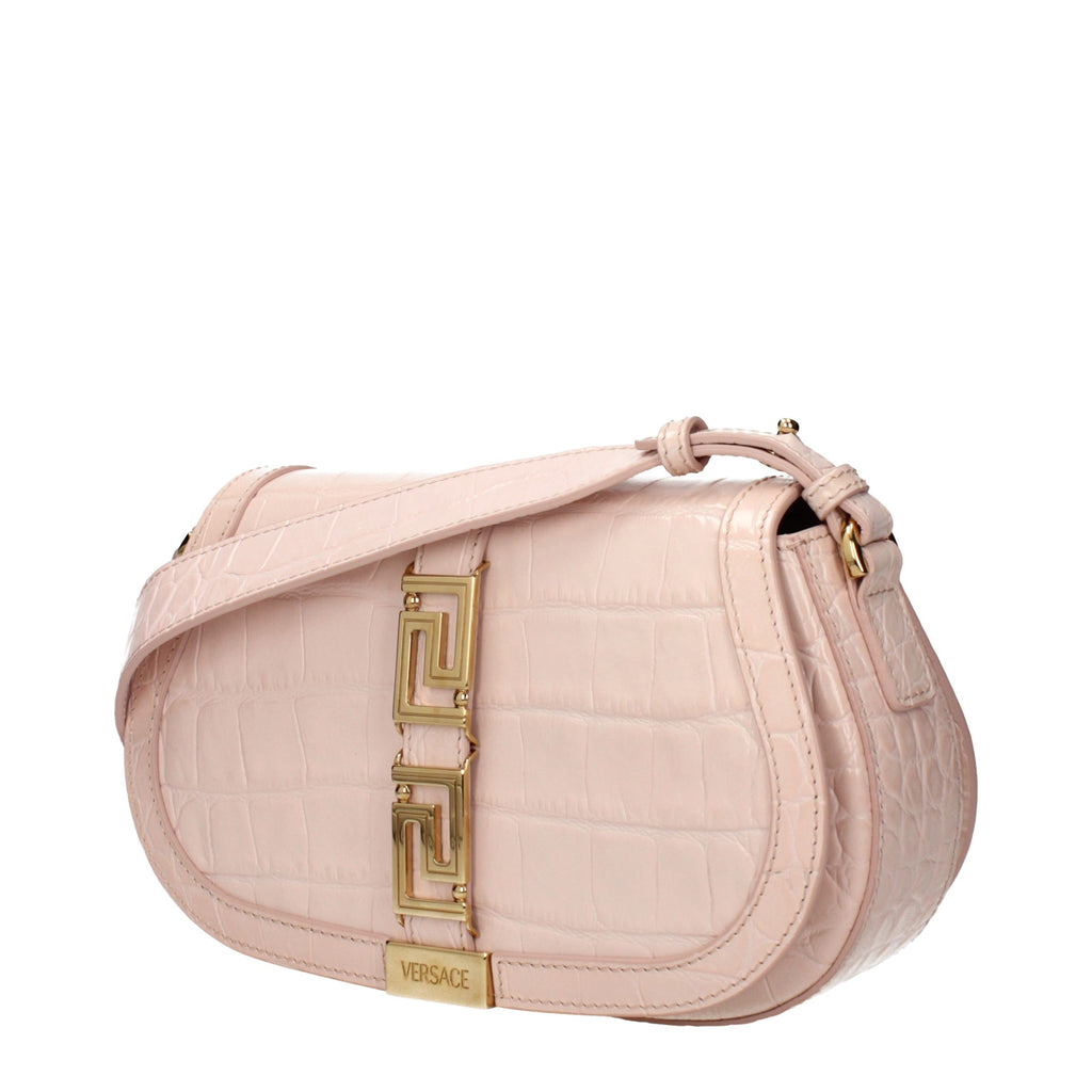 Bolso de hombro de cuero rosa Versace
