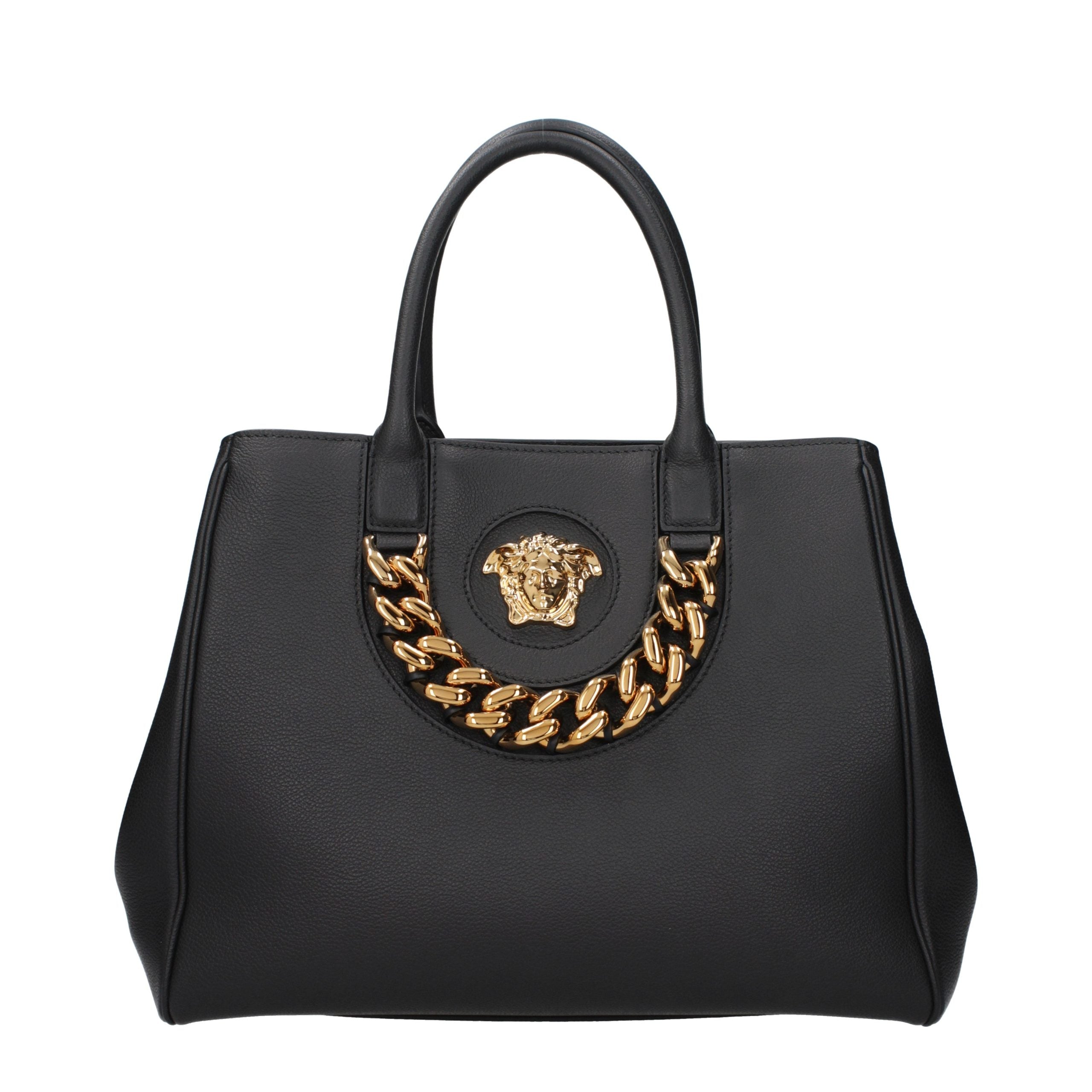 Bolso de mano de piel negra Versace