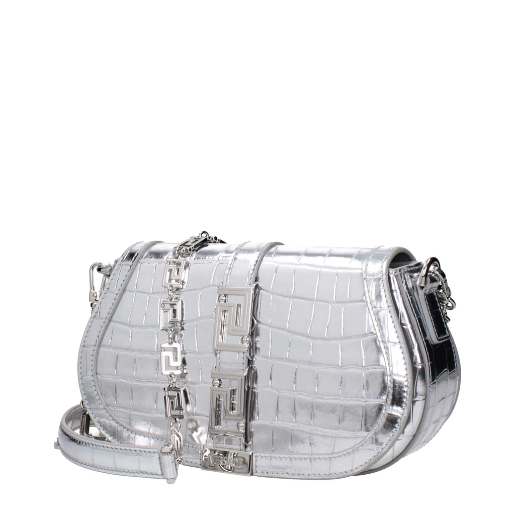 Sac bandoulière en cuir gris Versace