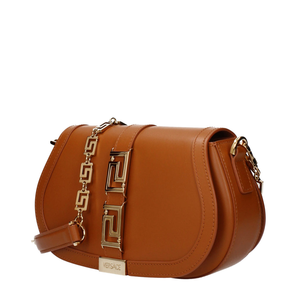 Sac bandoulière en cuir marron Versace