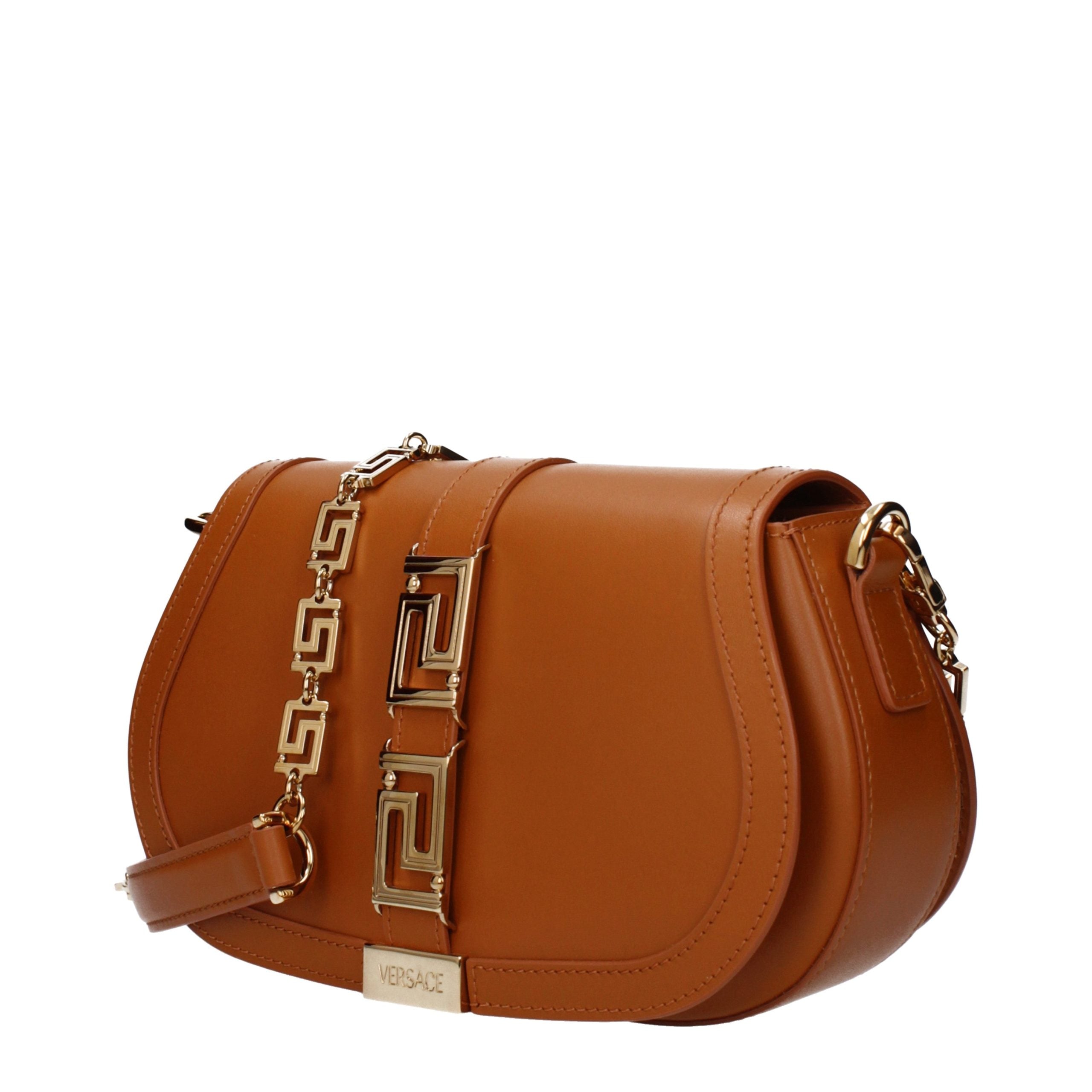 Sac bandoulière en cuir marron Versace