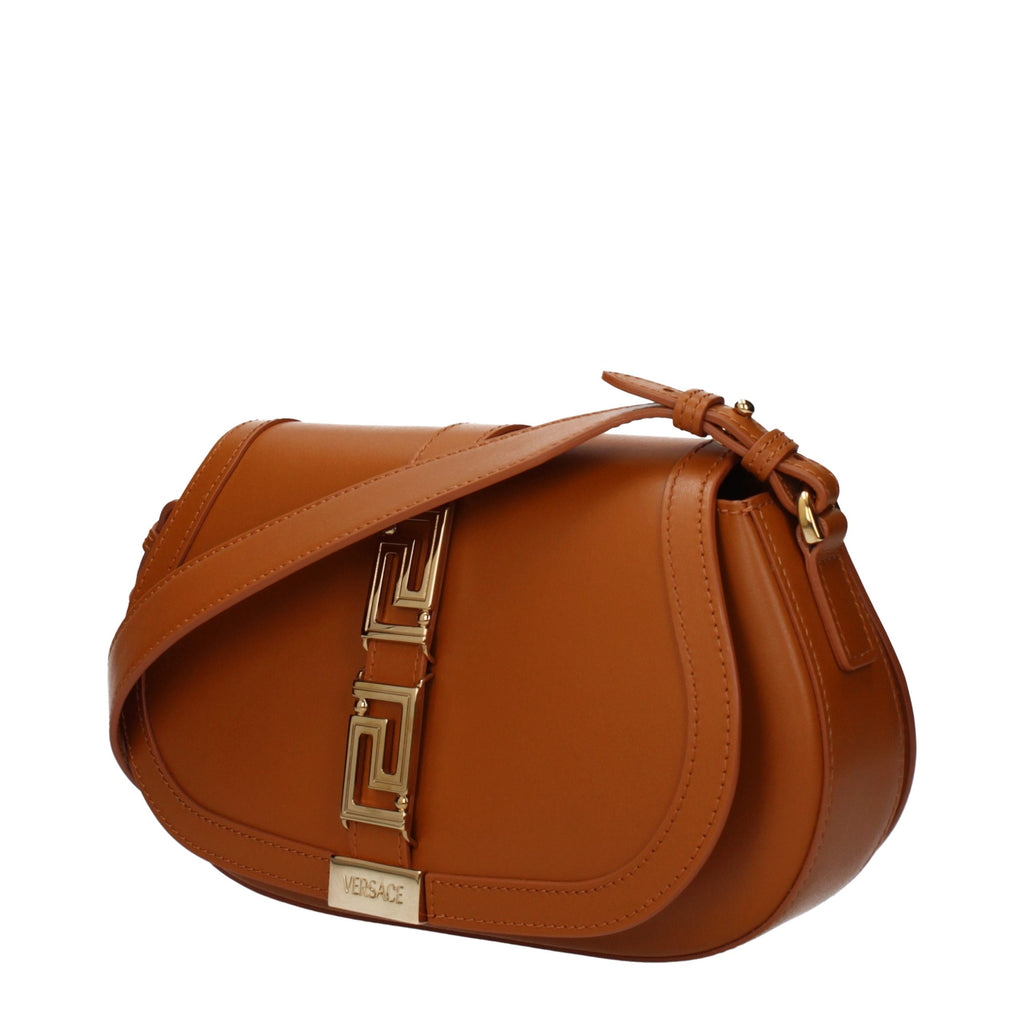 Sac bandoulière en cuir marron Versace
