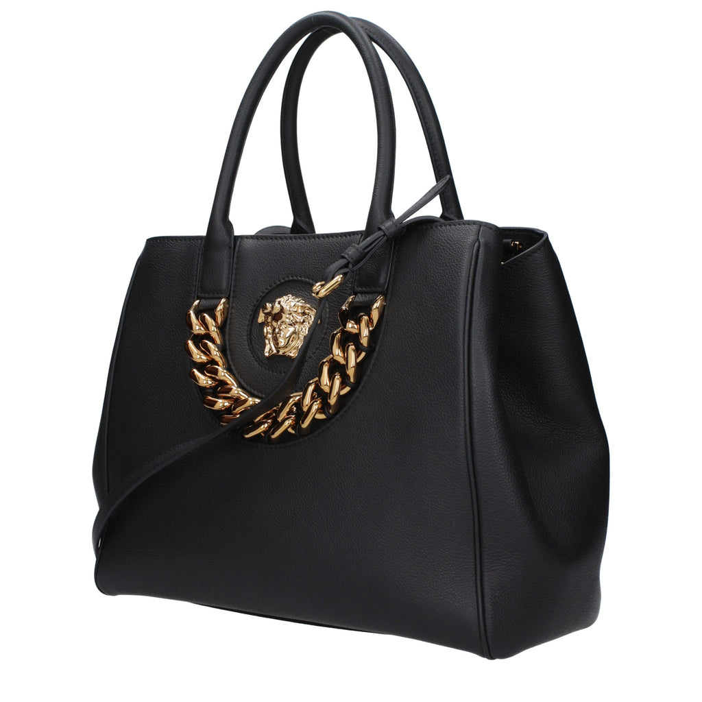 Bolso de mano de piel negra Versace