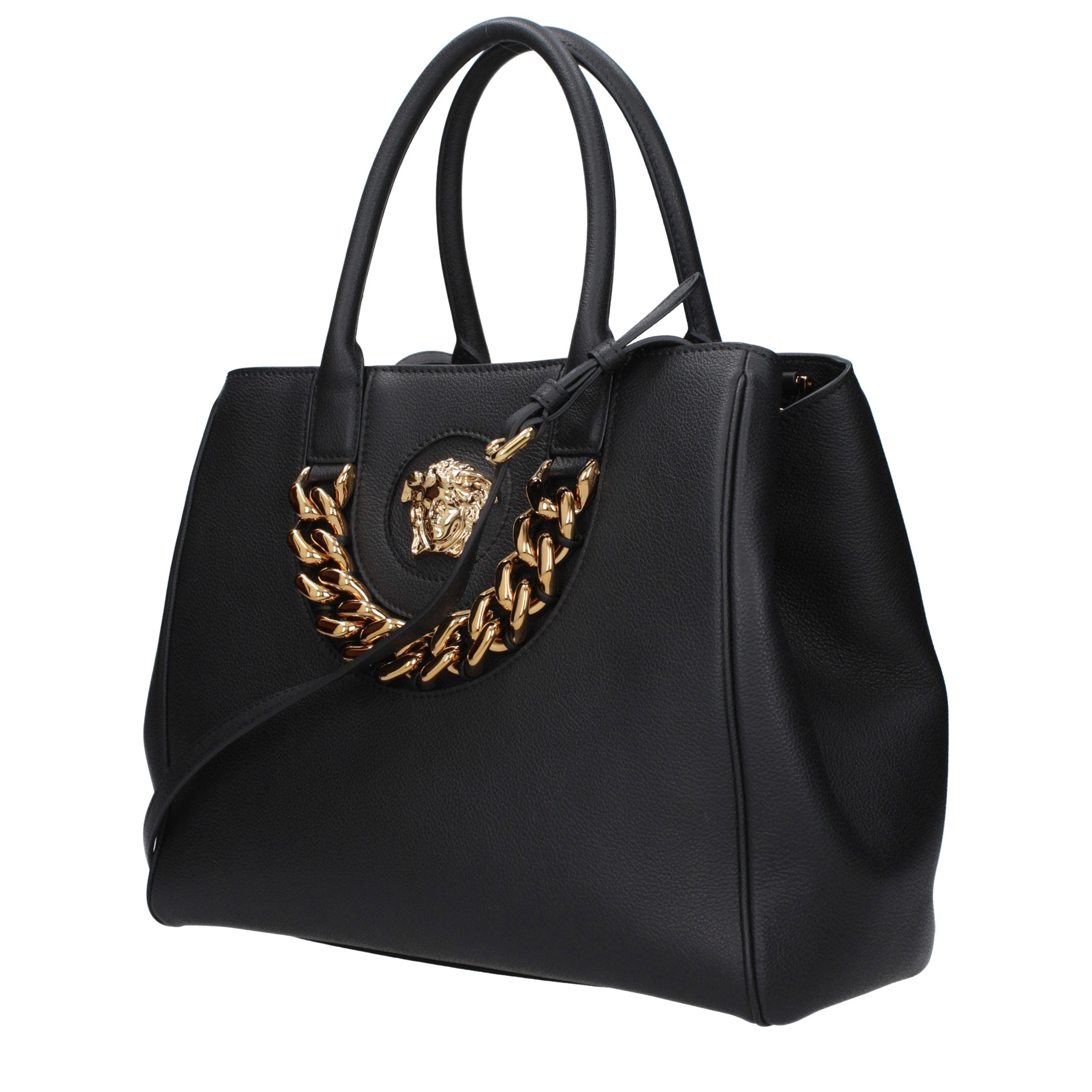 Bolso de mano de piel negra Versace