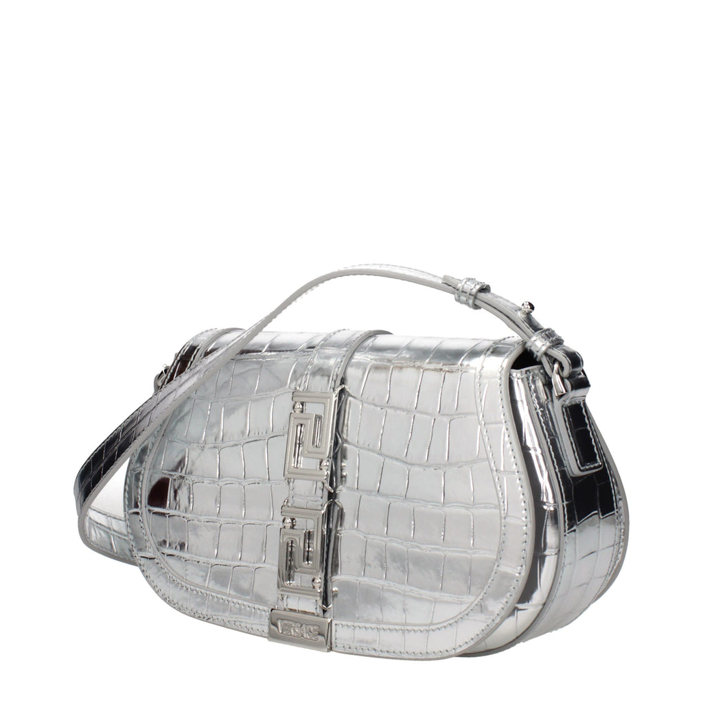 Sac bandoulière en cuir gris Versace