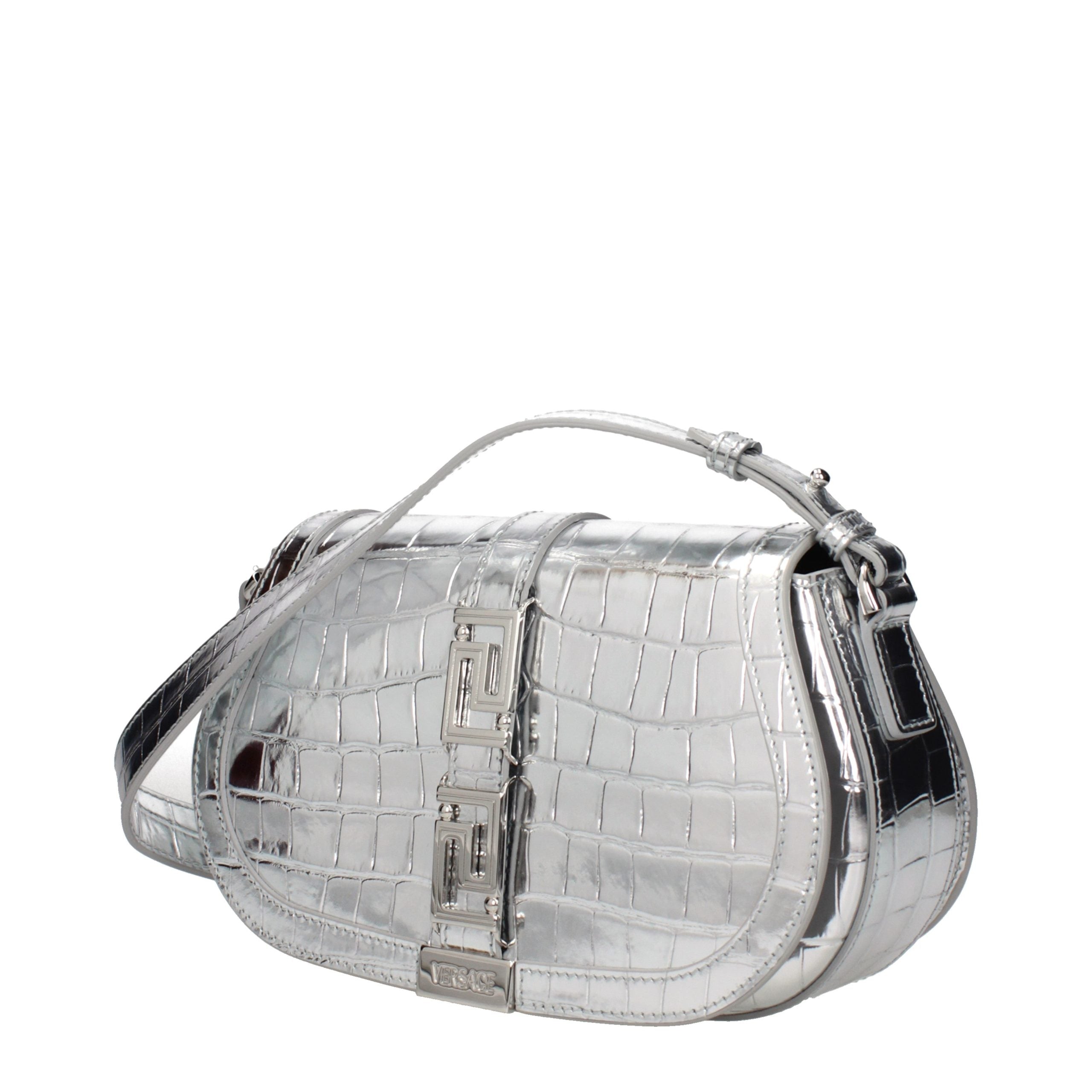 Sac bandoulière en cuir gris Versace