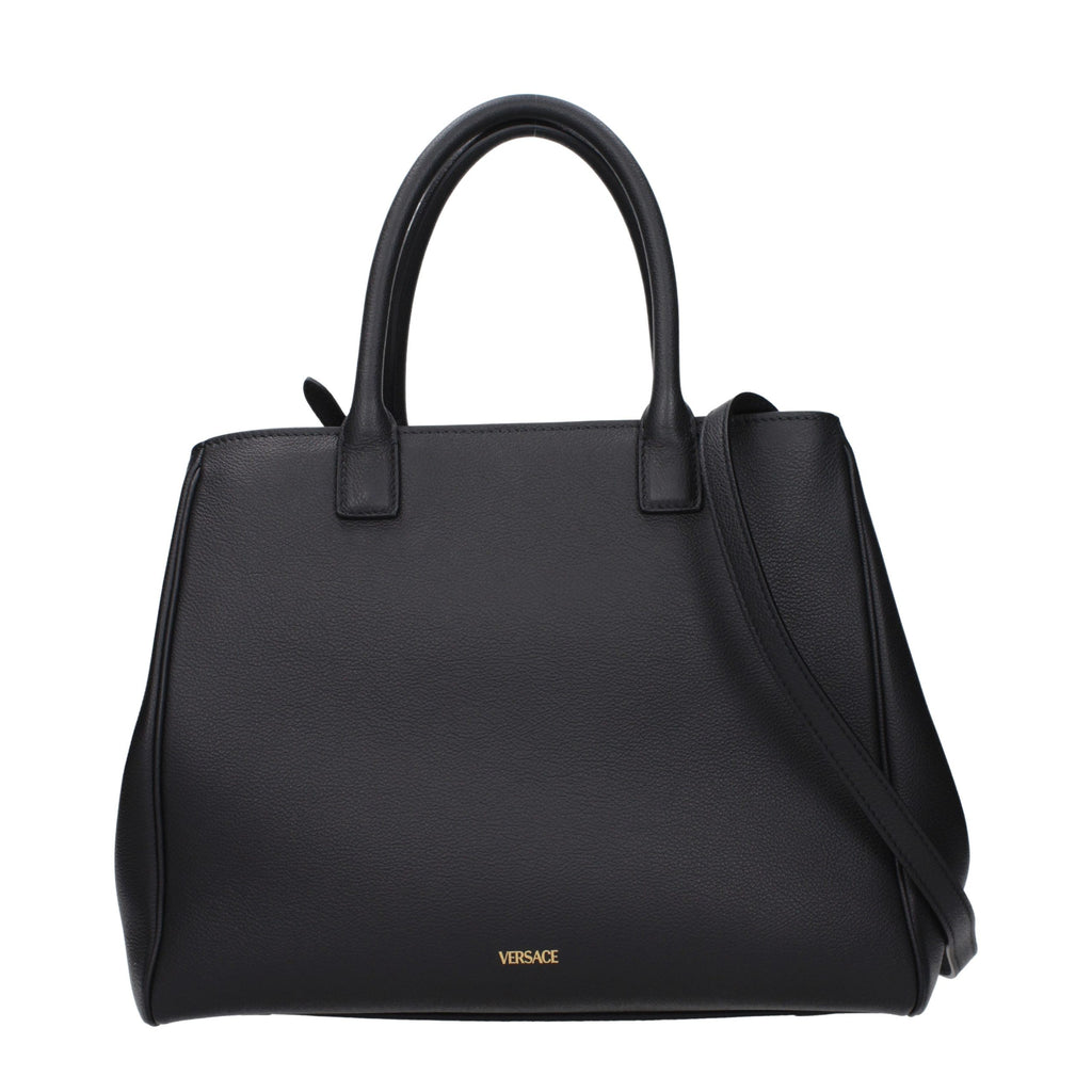 Bolso de mano de piel negra Versace
