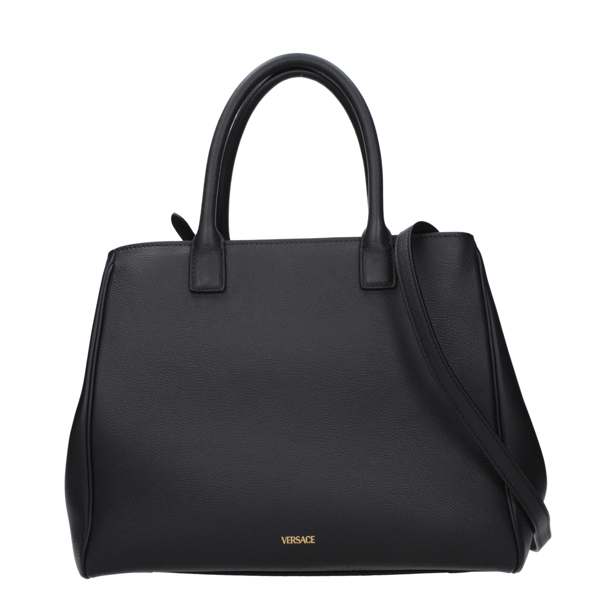 Bolso de mano de piel negra Versace