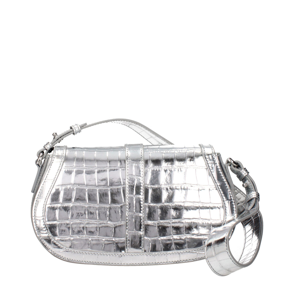 Sac bandoulière en cuir gris Versace