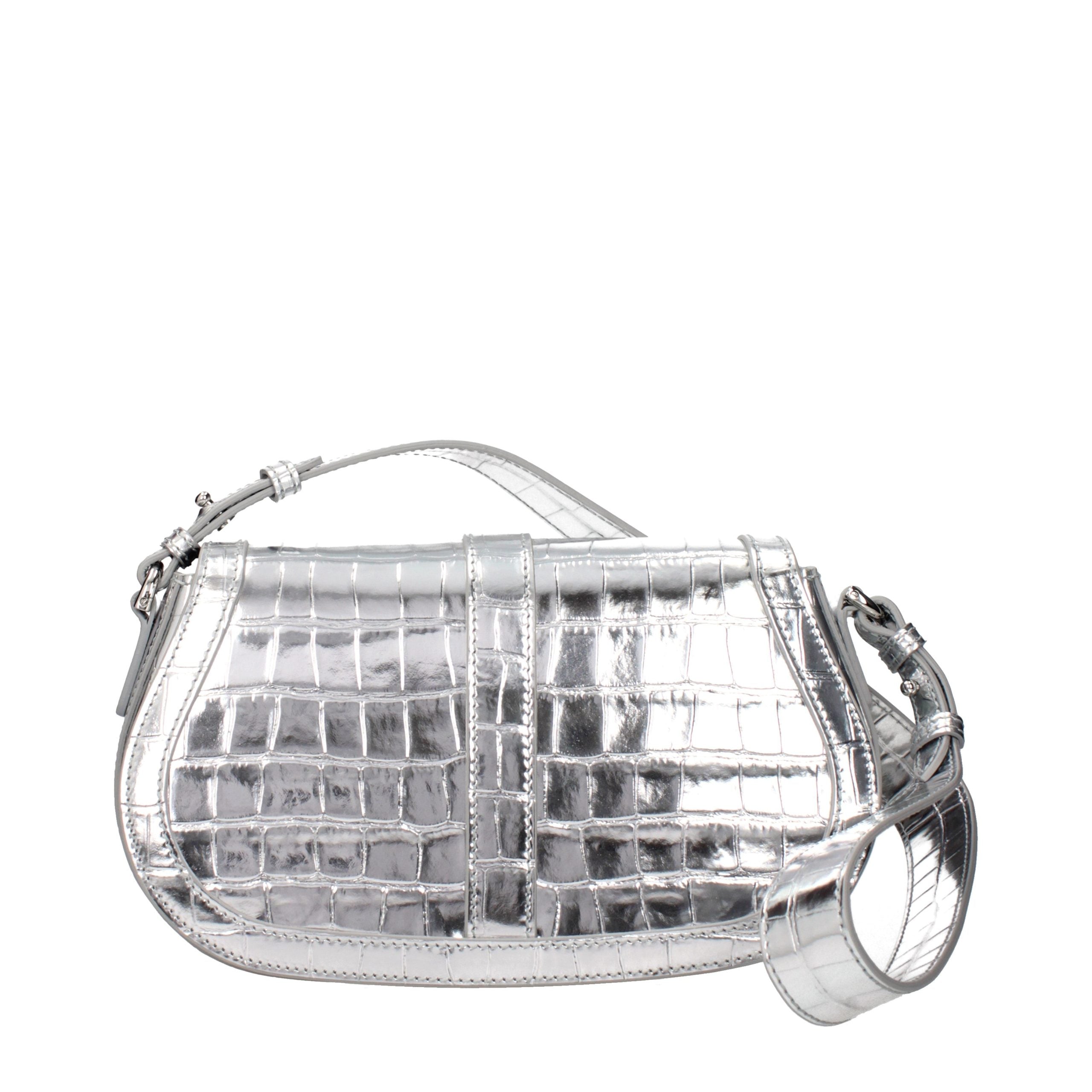 Sac bandoulière en cuir gris Versace