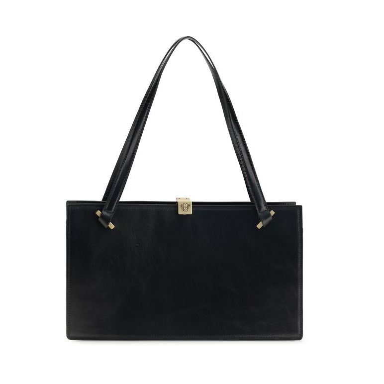 Bolso de mano de piel de ternera negra Bos Taurus de Versace