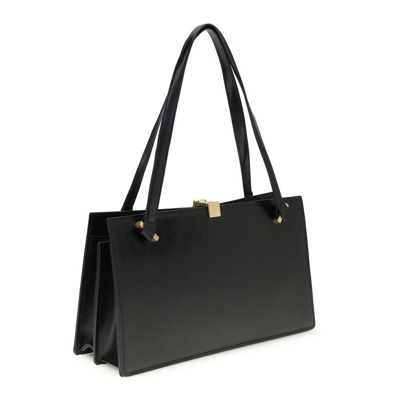 Bolso de mano de piel de ternera negra Bos Taurus de Versace