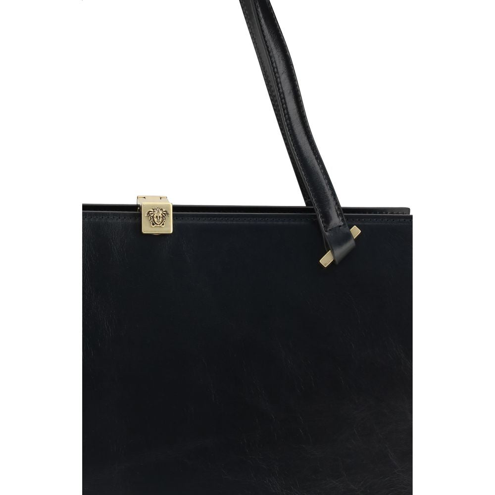 Bolso de mano de piel de ternera negra Bos Taurus de Versace
