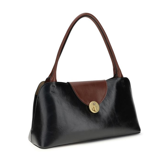 Sac bandoulière Bos Taurus en cuir de veau noir Versace