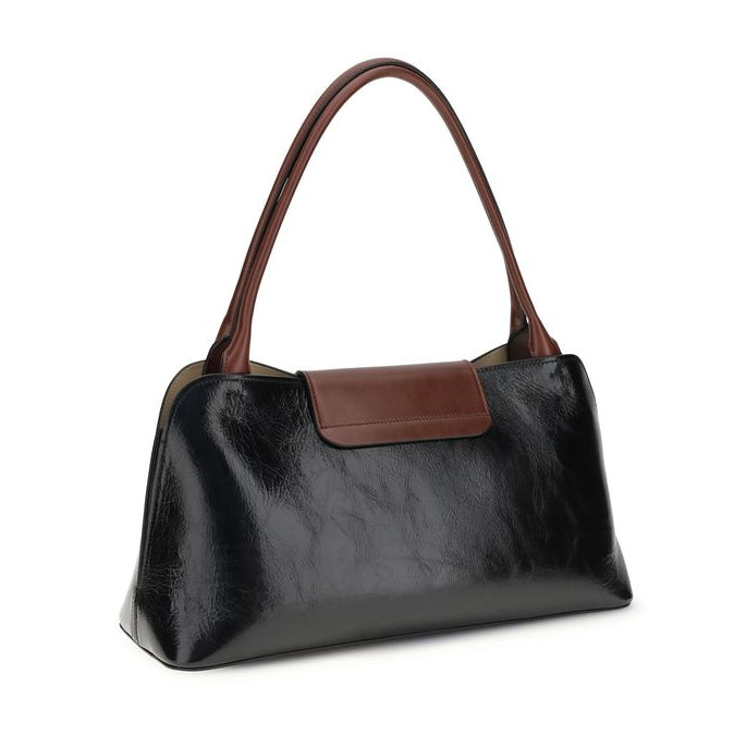 Sac bandoulière Bos Taurus en cuir de veau noir Versace