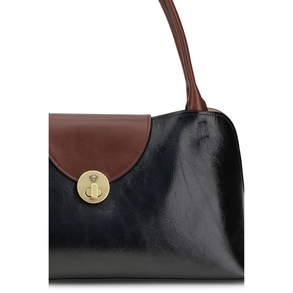 Sac bandoulière Bos Taurus en cuir de veau noir Versace