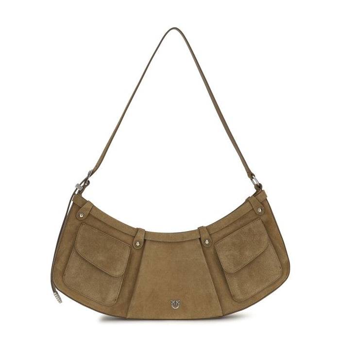 Sac bandoulière Bos Taurus en cuir de veau beige Pinko