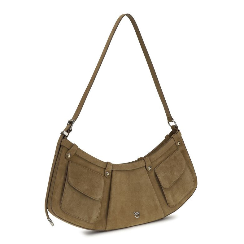Sac bandoulière Bos Taurus en cuir de veau beige Pinko
