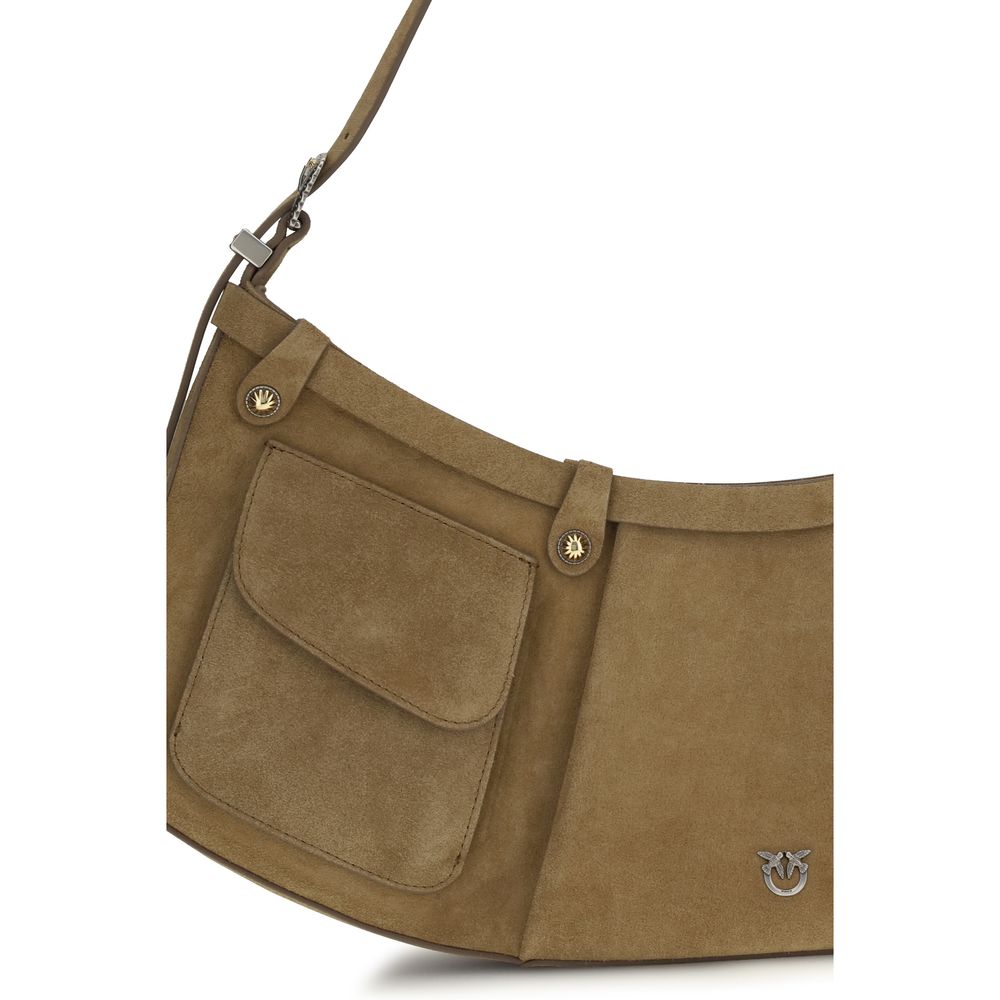 Sac bandoulière Bos Taurus en cuir de veau beige Pinko