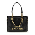 Sac à main cabas Bos Taurus en cuir de veau noir Balmain